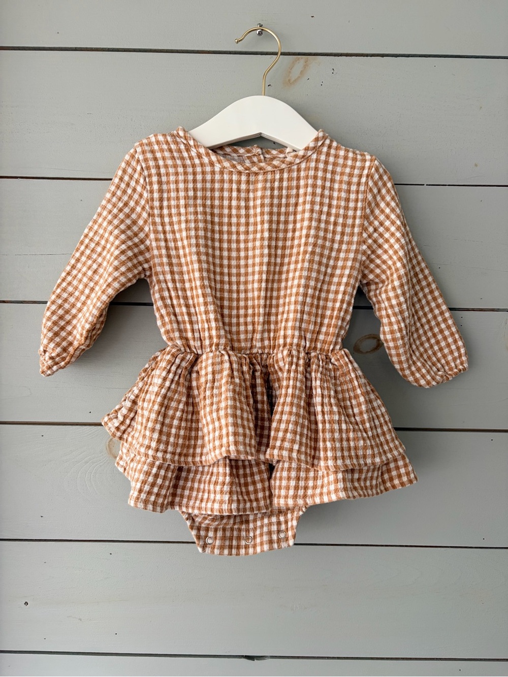 Quincy Mae Gingham Bubble Dress Romper | 18-24M 🤎